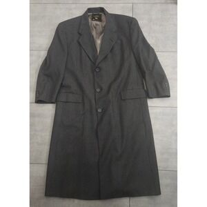 Hart Schaffner & Marx Grey Herringbone‎ Virgin Wool Overcoat Mens 46L USA Made